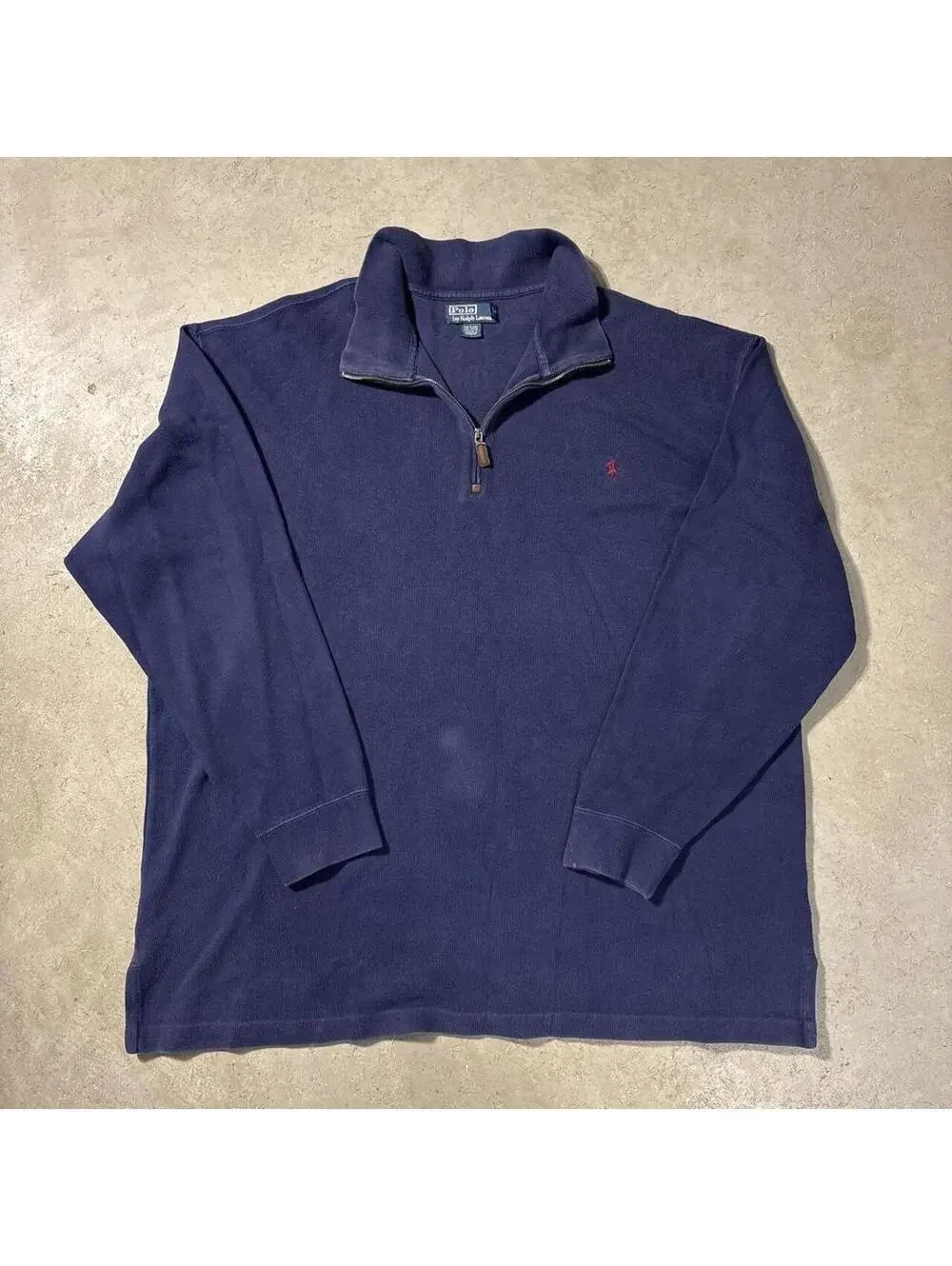 Vintage Y2K Polo Ralph Lauren Quarter Zip Pullover Navy Mens 2XLT Tall
